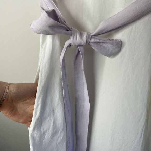 MATTHEW BRUCH Midi Dress Women 3 US 6 Colorblock Linen Blend Sleeveless USA - Picture 6 of 12